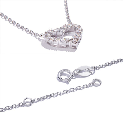 Hollow Heart Zircon Necklace-S925 Solid Silver