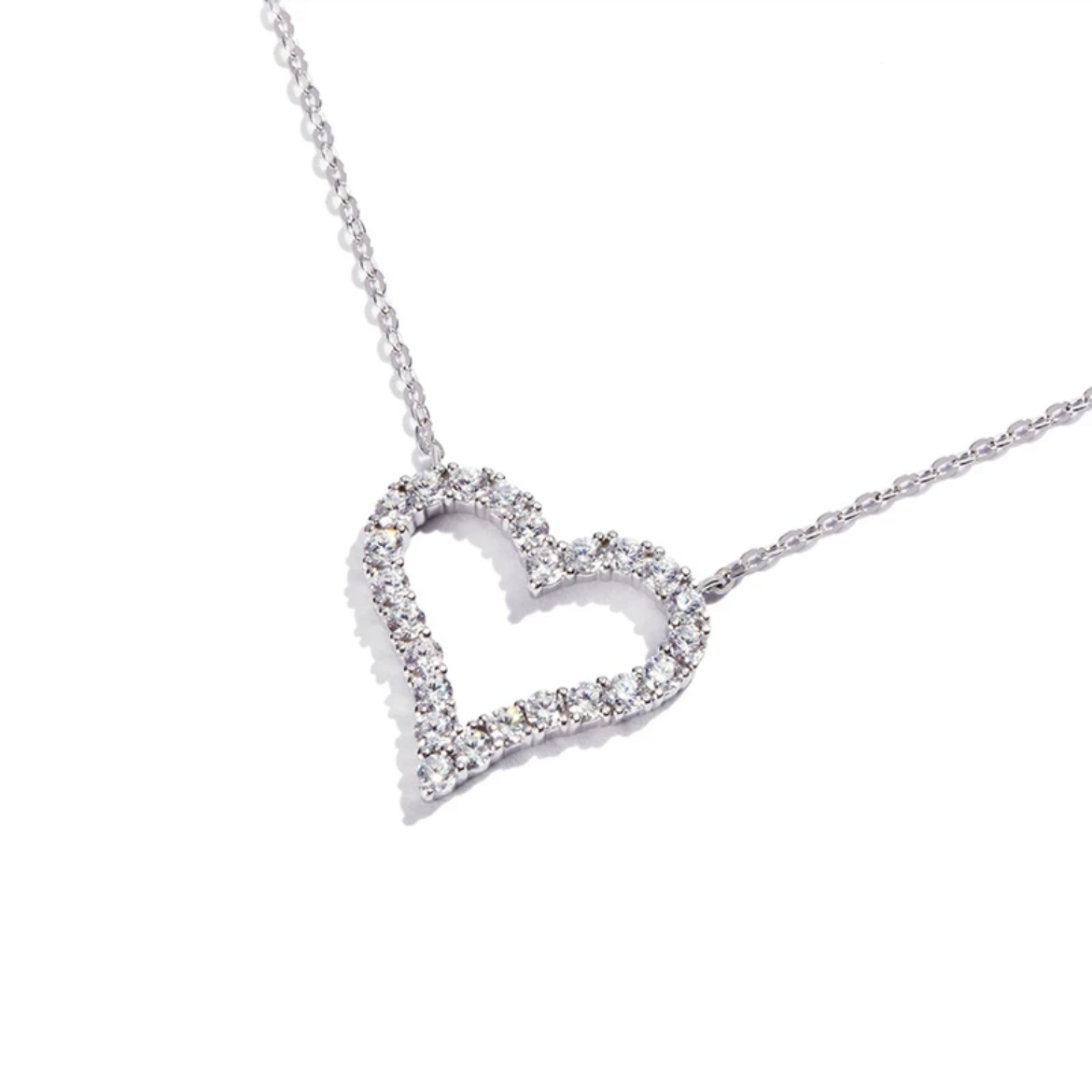 Hollow Heart Zircon Necklace-S925 Solid Silver