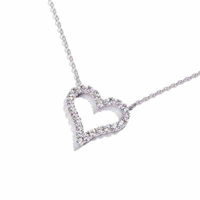 Hollow Heart Zircon Necklace-S925 Solid Silver