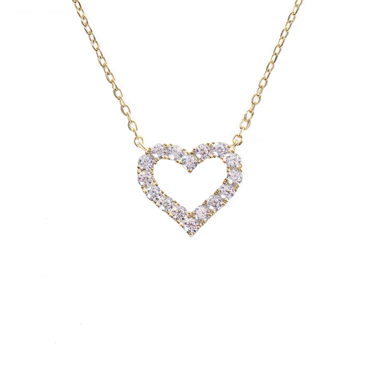 Hollow Heart Zircon Necklace-S925 Solid Silver