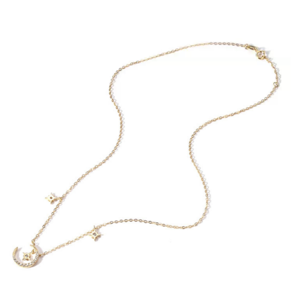 The Moon And The Stars Zircon Necklace-S925 Solid Silver