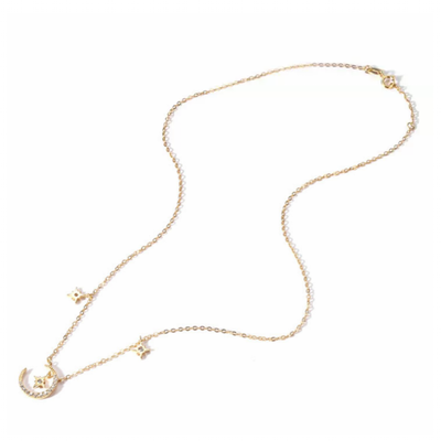 The Moon And The Stars Zircon Necklace-S925 Solid Silver