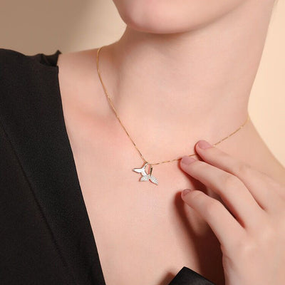 Mermaid Fish Tail Zircon Necklace-S925 Soid Silver