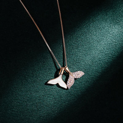 Mermaid Fish Tail Zircon Necklace-S925 Soid Silver