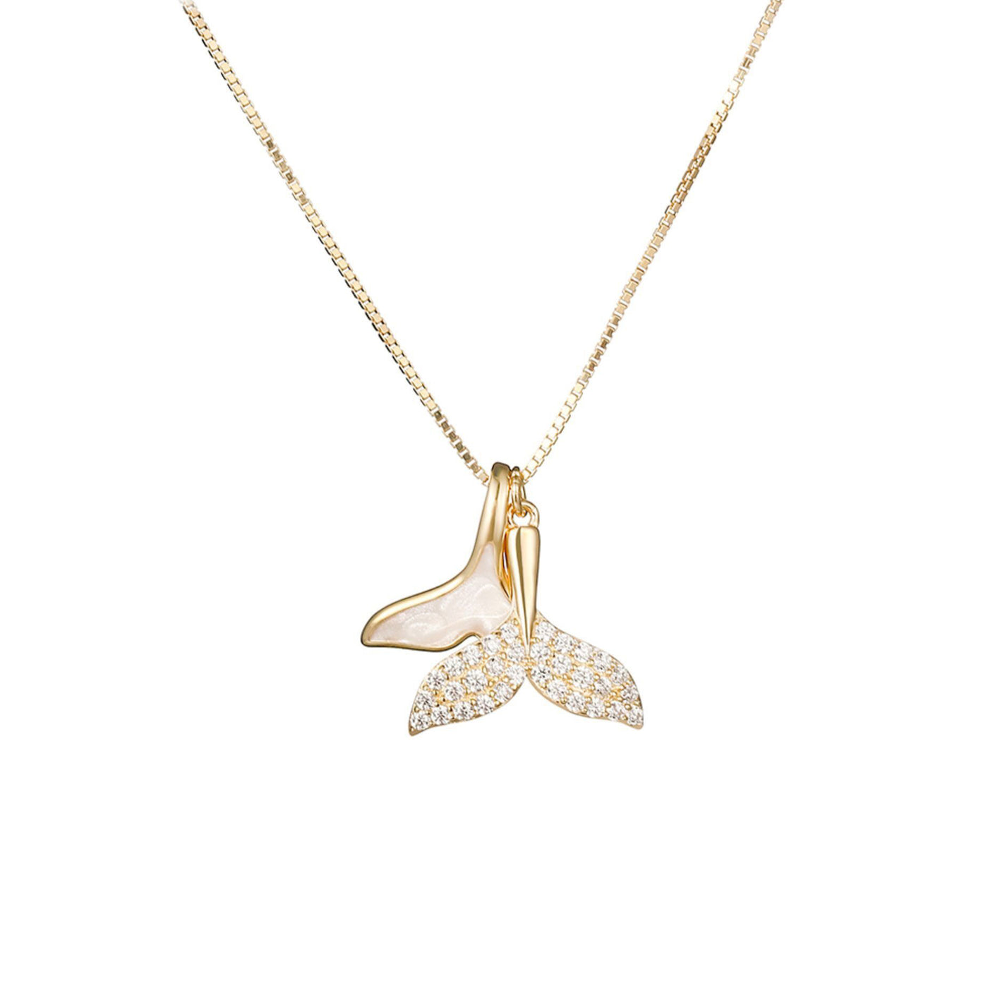 Mermaid Fish Tail Zircon Necklace-S925 Soid Silver