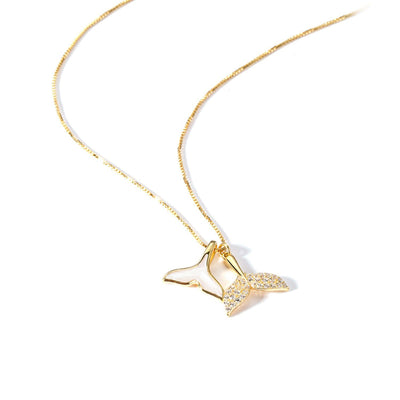 Mermaid Fish Tail Zircon Necklace-S925 Soid Silver
