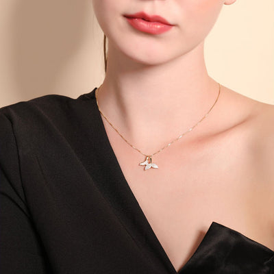 Mermaid Fish Tail Zircon Necklace-S925 Soid Silver