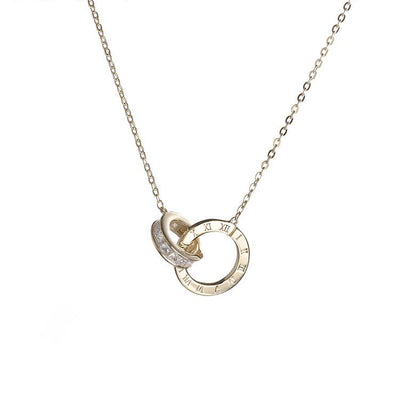 Double Ring Zircon Necklace-S925 Solid Silver