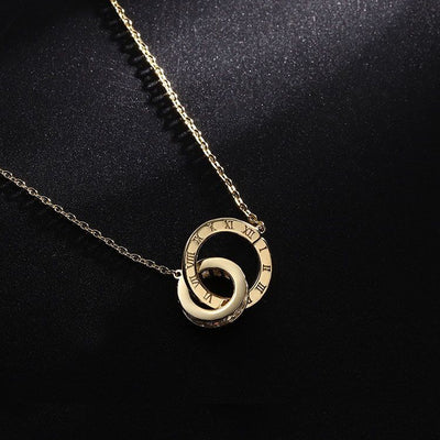 Double Ring Zircon Necklace-S925 Solid Silver