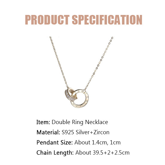 Double Ring Zircon Necklace-S925 Solid Silver