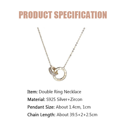Double Ring Zircon Necklace-S925 Solid Silver