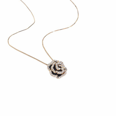 Camellia Zircon Necklace-S925 Solid Silver
