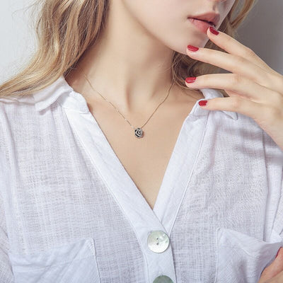 Camellia Zircon Necklace-S925 Solid Silver