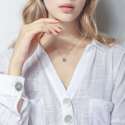 Camellia Zircon Necklace-S925 Solid Silver
