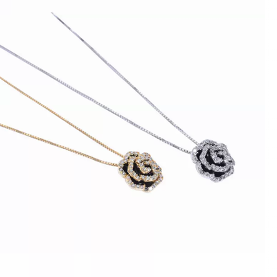 Camellia Zircon Necklace-S925 Solid Silver