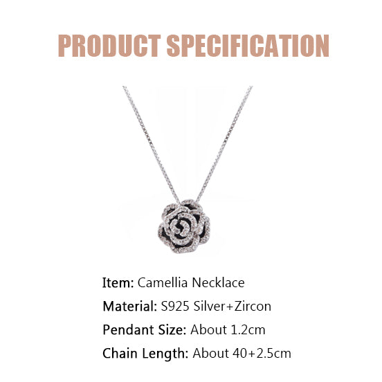 Camellia Zircon Necklace-S925 Solid Silver