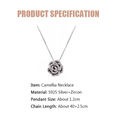 Camellia Zircon Necklace-S925 Solid Silver