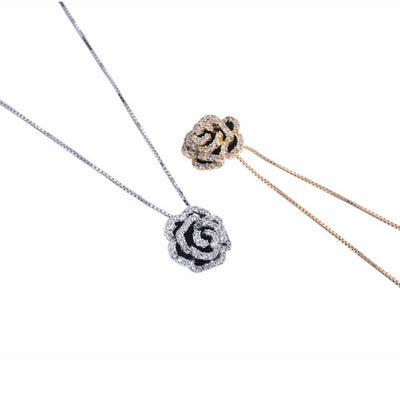 Camellia Zircon Necklace-S925 Solid Silver