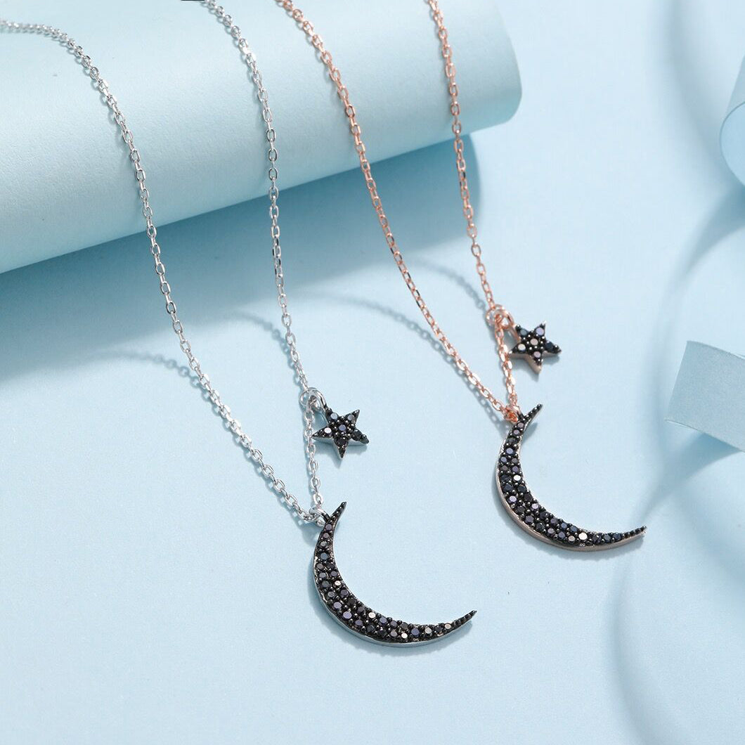 The Moon And The Star Zircon Necklace-S925 Solid Silver