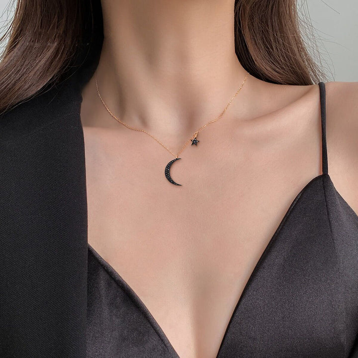 The Moon And The Star Zircon Necklace-S925 Solid Silver