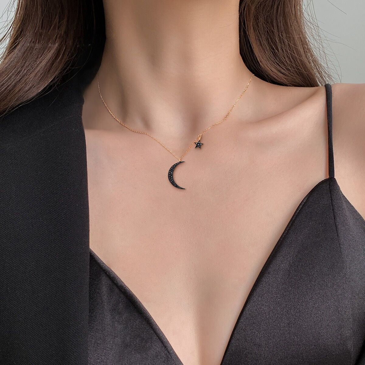 The Moon And The Star Zircon Necklace-S925 Solid Silver