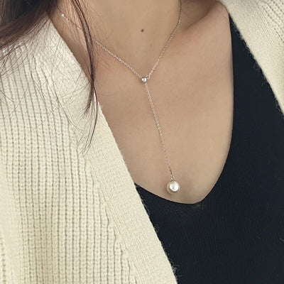 Y-shaped Pearl Necklace-S925 Solid Silver