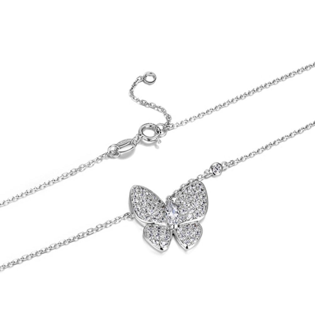 Butterfly Zircon Necklace-S925 Solid Silver