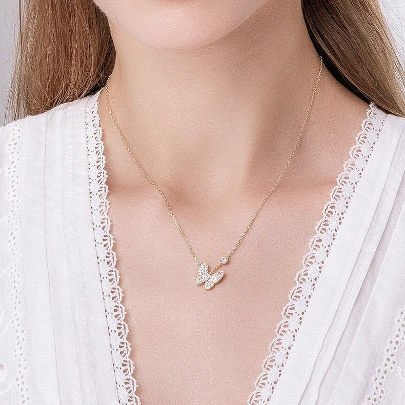 Butterfly Zircon Necklace-S925 Solid Silver
