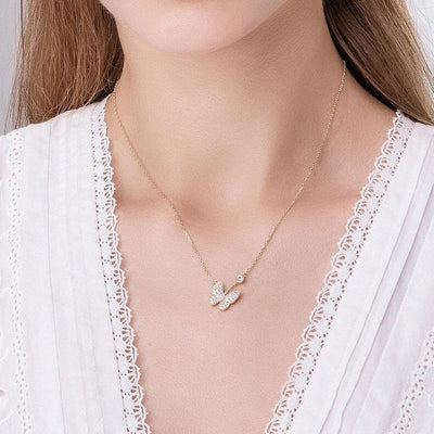 Butterfly Zircon Necklace-S925 Solid Silver