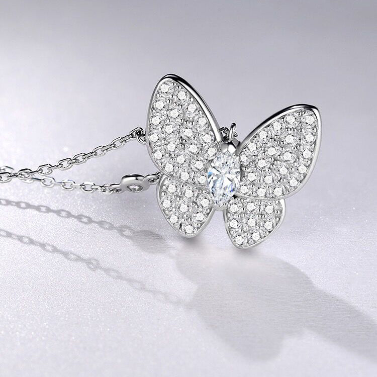 Butterfly Zircon Necklace-S925 Solid Silver