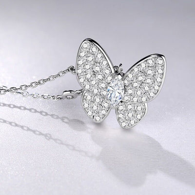 Butterfly Zircon Necklace-S925 Solid Silver