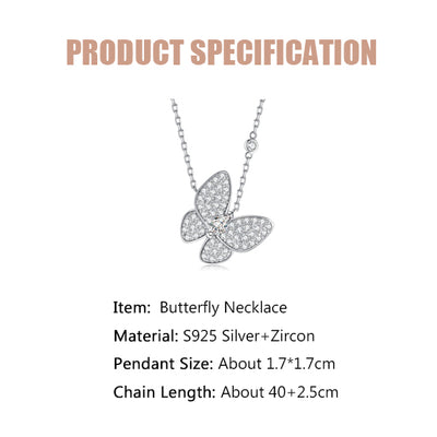 Butterfly Zircon Necklace-S925 Solid Silver