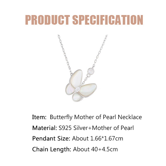 Butterfly Mother of Pearl Necklace-S925 Solid Silver