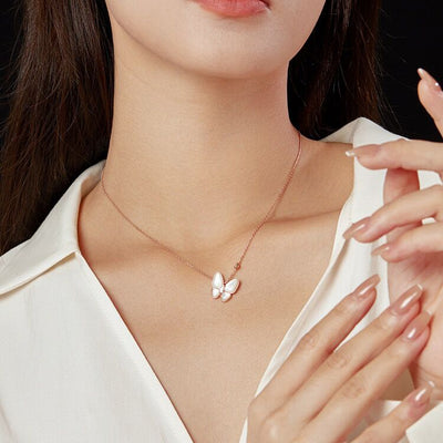 Butterfly Mother of Pearl Necklace-S925 Solid Silver