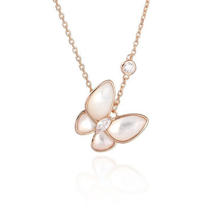 Butterfly Mother of Pearl Necklace-S925 Solid Silver