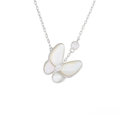 Butterfly Mother of Pearl Necklace-S925 Solid Silver