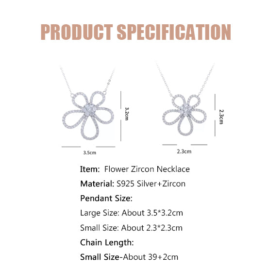 Flower Zircon Necklace-S925 Solid Silver