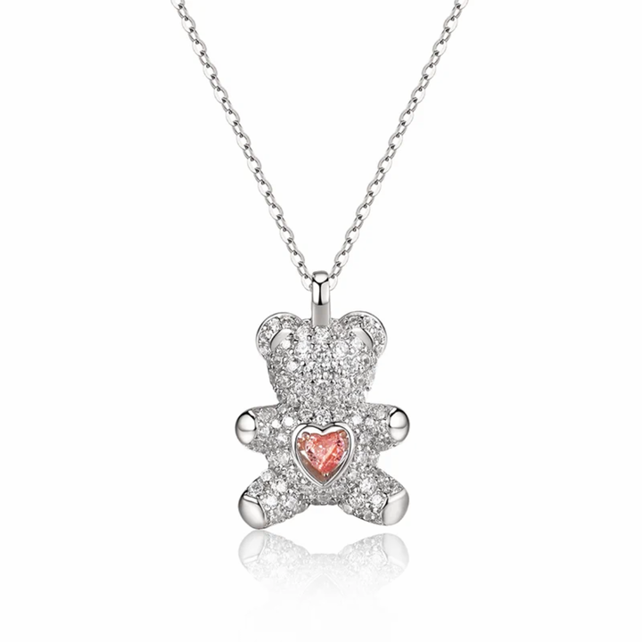 Love Lotso Bear Zircon Necklace-S925 Solid Silver