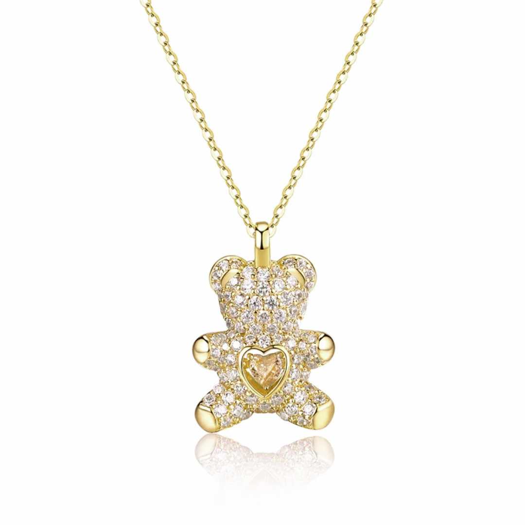 Love Lotso Bear Zircon Necklace-S925 Solid Silver