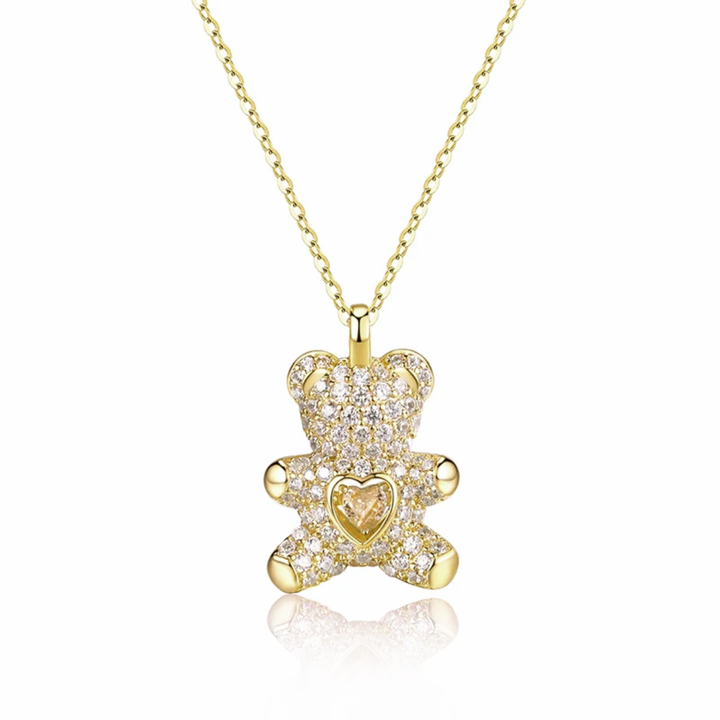 Love Lotso Bear Zircon Necklace-S925 Solid Silver