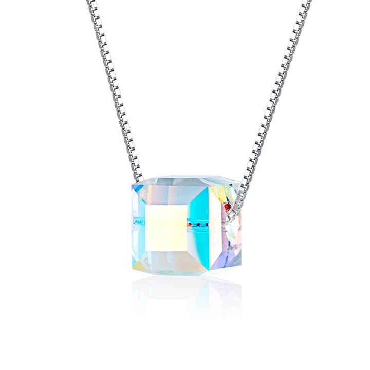 Cube Dazzle Austria Crystal Necklace-S925 Solid Silver