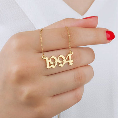 Custom Year Number Necklace - Solid 14K | 18K Gold