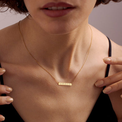 14K Bar Name Necklace, Gold Bar Necklace, Name Bar Necklace, Custom Bar Necklace, Dainty Bar Necklace, Initial Bar Necklace, Gift For Her
